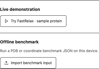 Local demonstration and offline benchmark controls